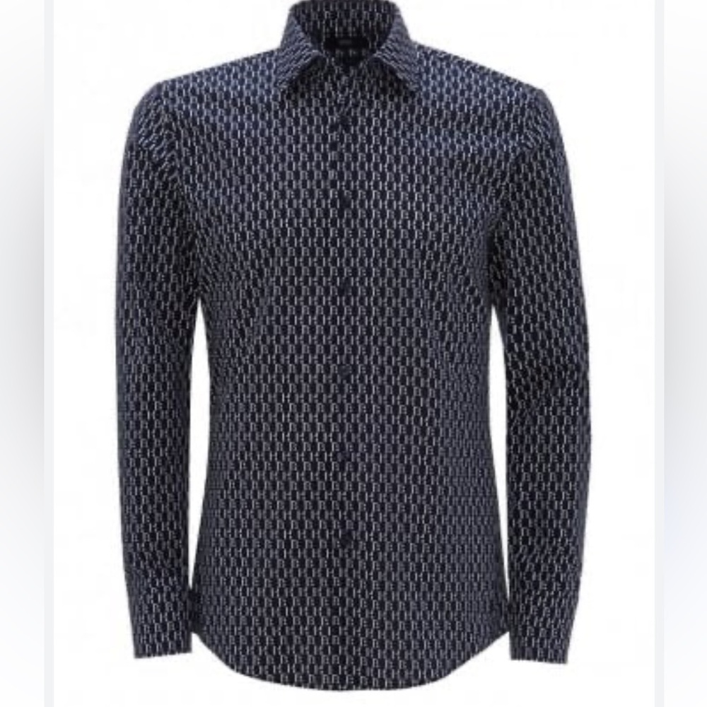 Boss by Hugo Boss, blue and white Slim fit shirt
